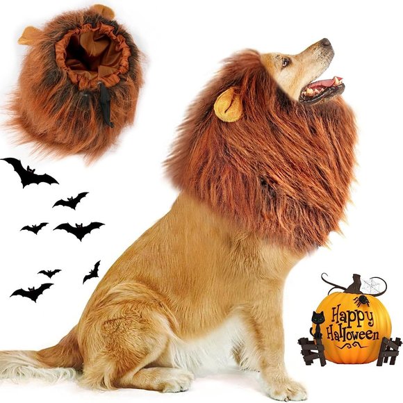 Dog Lion Mane For Dog Adjustable Halloween Dog Lion Costume Wig With